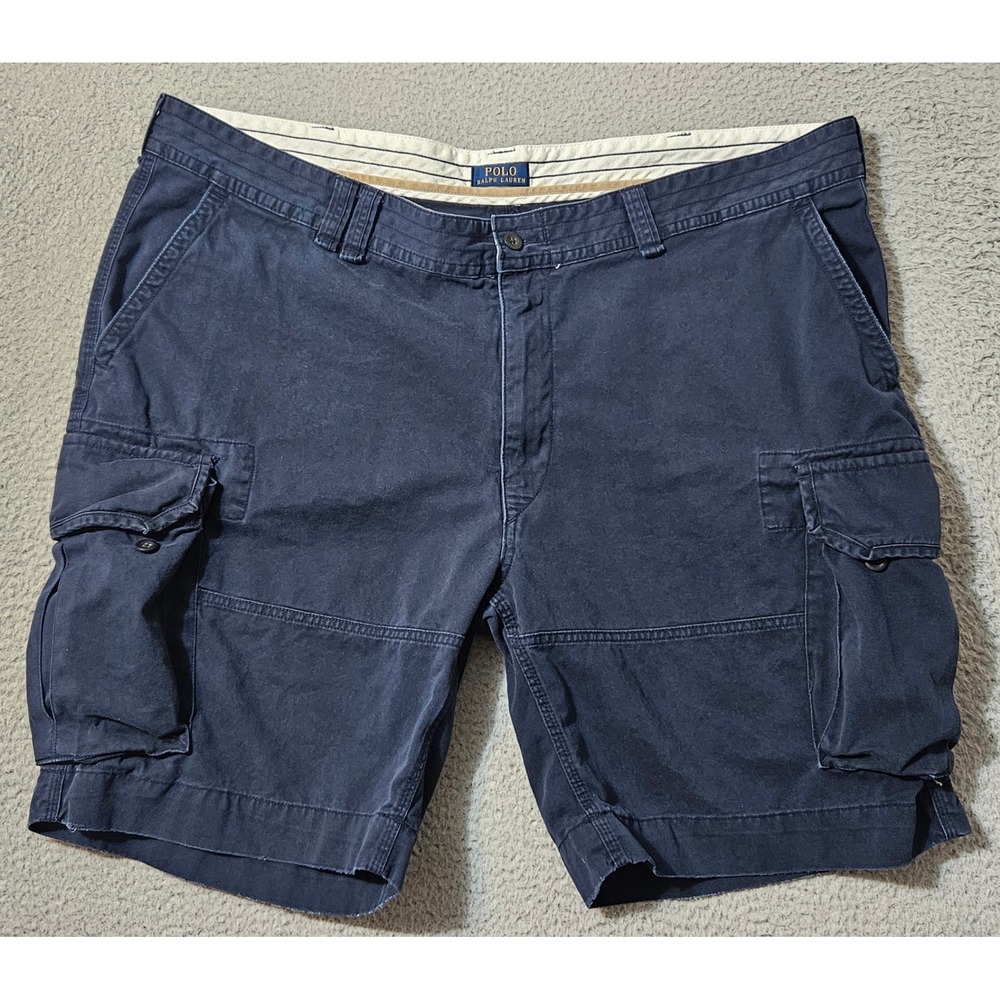 Polo Ralph Lauren Cargo Shorts Men's 48 x 10 Blue Flat‎ Front Classic Fit Pocket